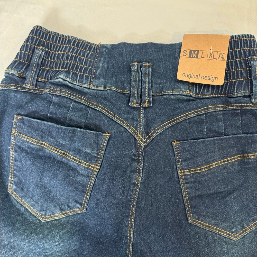 Women's High-Waist Bootcut Jeans Sexy Stretch Denim Deep Blue Blend Flare Leg M - Picture 6 of 15